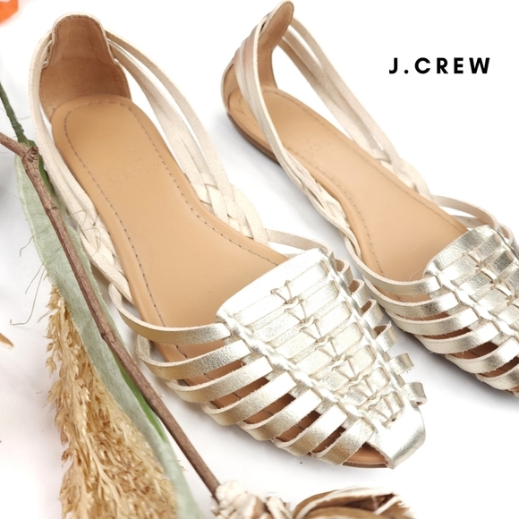 J. Crew Shoes - J. CREW Gold Weave Flats Size 7